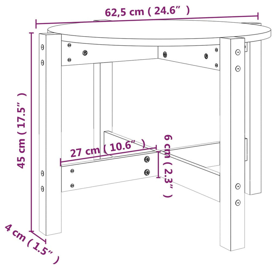 Salontafel Ø 62,5X45 Cm Massief Grenenhout Ø 62.5 x 45 cm Grijs
