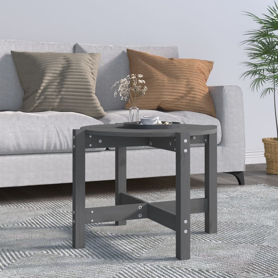 Salontafel Ø 62,5X45 Cm Massief Grenenhout Ø 62.5 x 45 cm Grijs
