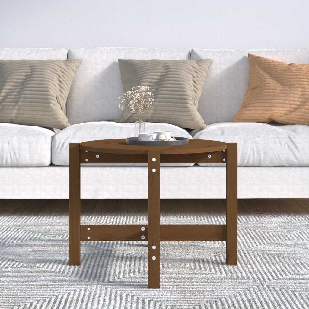 Salontafel Ø 62,5X45 Cm Massief Grenenhout Ø 62.5 x 45 cm Honingbruin