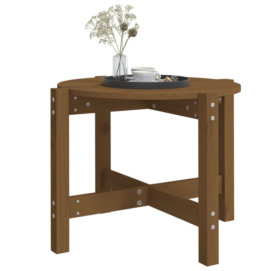Salontafel Ø 62,5X45 Cm Massief Grenenhout Ø 62.5 x 45 cm Honingbruin