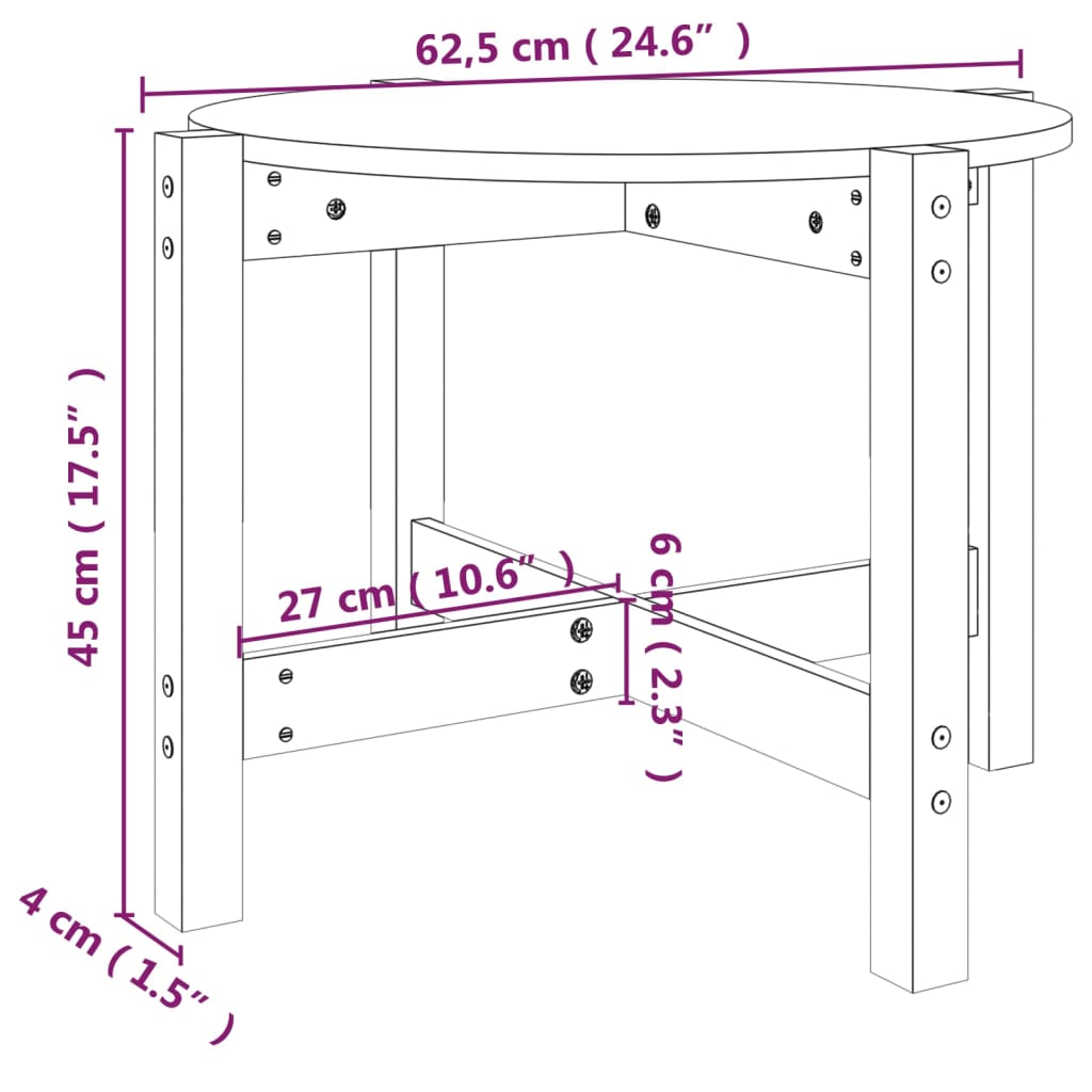 Salontafel Ø 62,5X45 Cm Massief Grenenhout Ø 62.5 x 45 cm Honingbruin