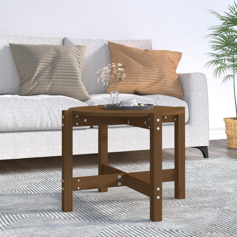 Salontafel Ø 62,5X45 Cm Massief Grenenhout Ø 62.5 x 45 cm Honingbruin