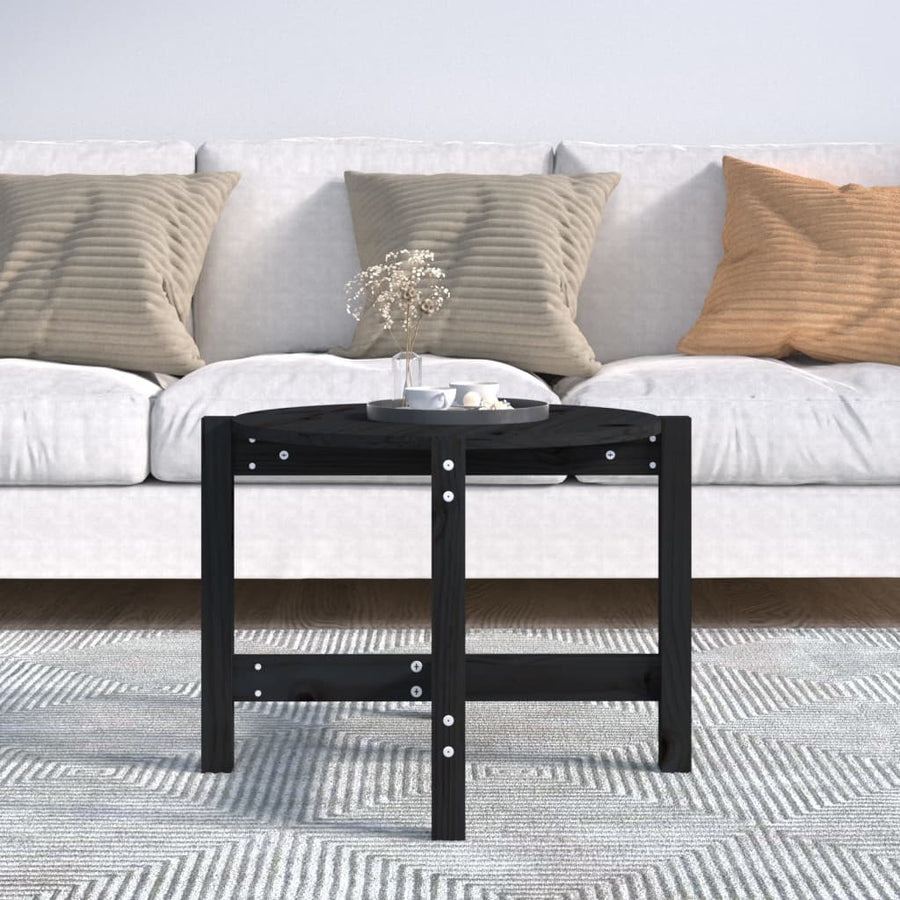Salontafel Ø 62,5X45 Cm Massief Grenenhout Ø 62.5 x 45 cm Zwart