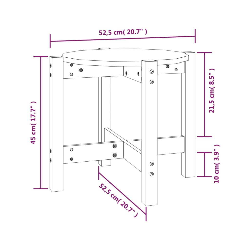 Salontafel Ø 52,5X45 Cm Massief Grenenhout Ø 52.5 x 45 cm Grijs