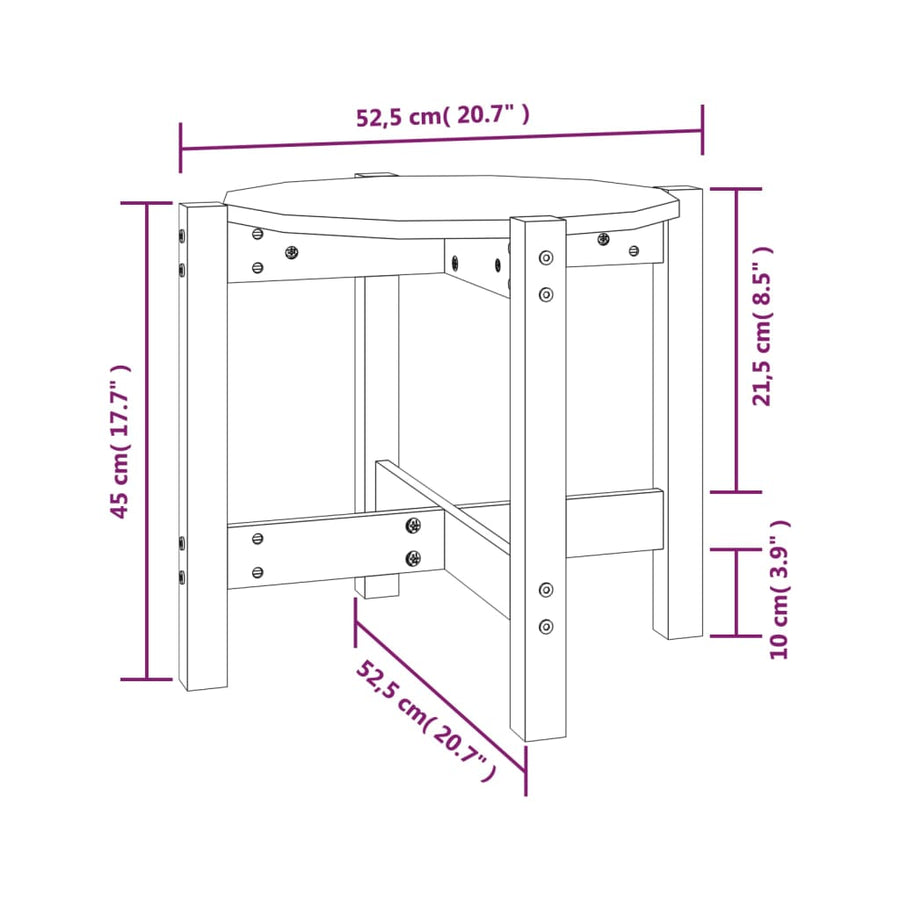 Salontafel Ø 52,5X45 Cm Massief Grenenhout Ø 52.5 x 45 cm Grijs