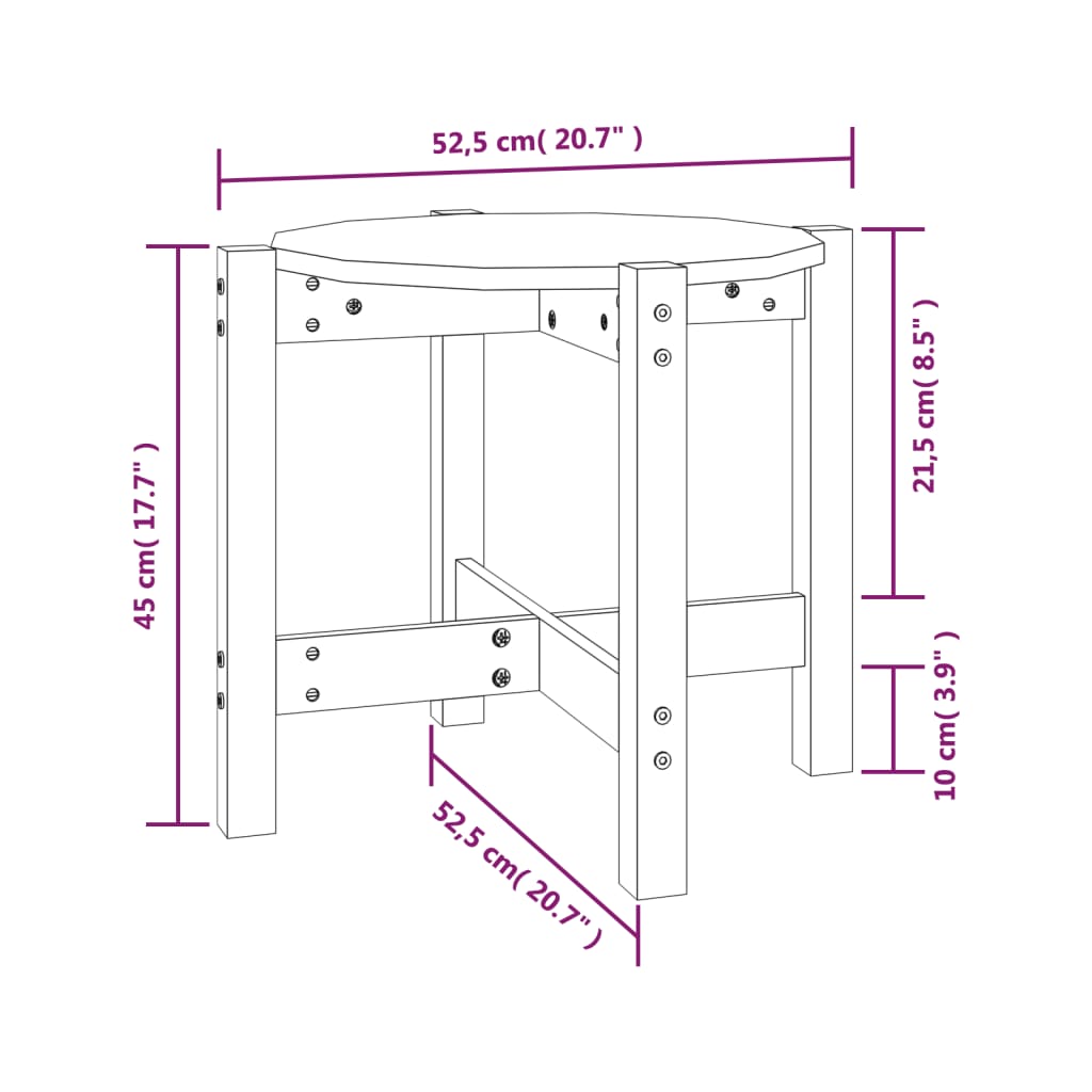 Salontafel Ø 52,5X45 Cm Massief Grenenhout Ø 52.5 x 45 cm Honingbruin