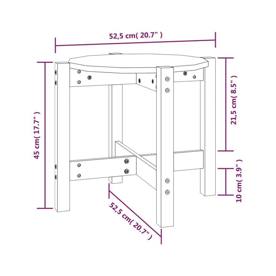 Salontafel Ø 52,5X45 Cm Massief Grenenhout Ø 52.5 x 45 cm Honingbruin
