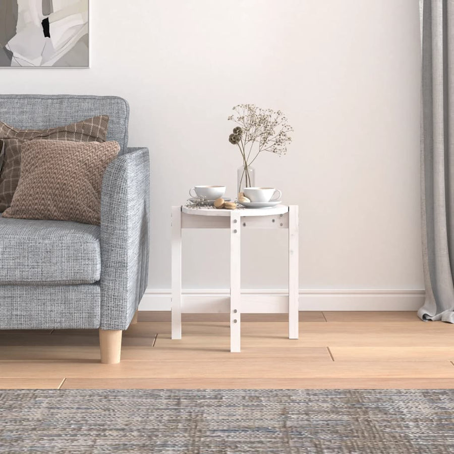 Salontafel Ø 42,5x45 cm massief grenenhout wit Ø 42.5 x 45 cm Wit