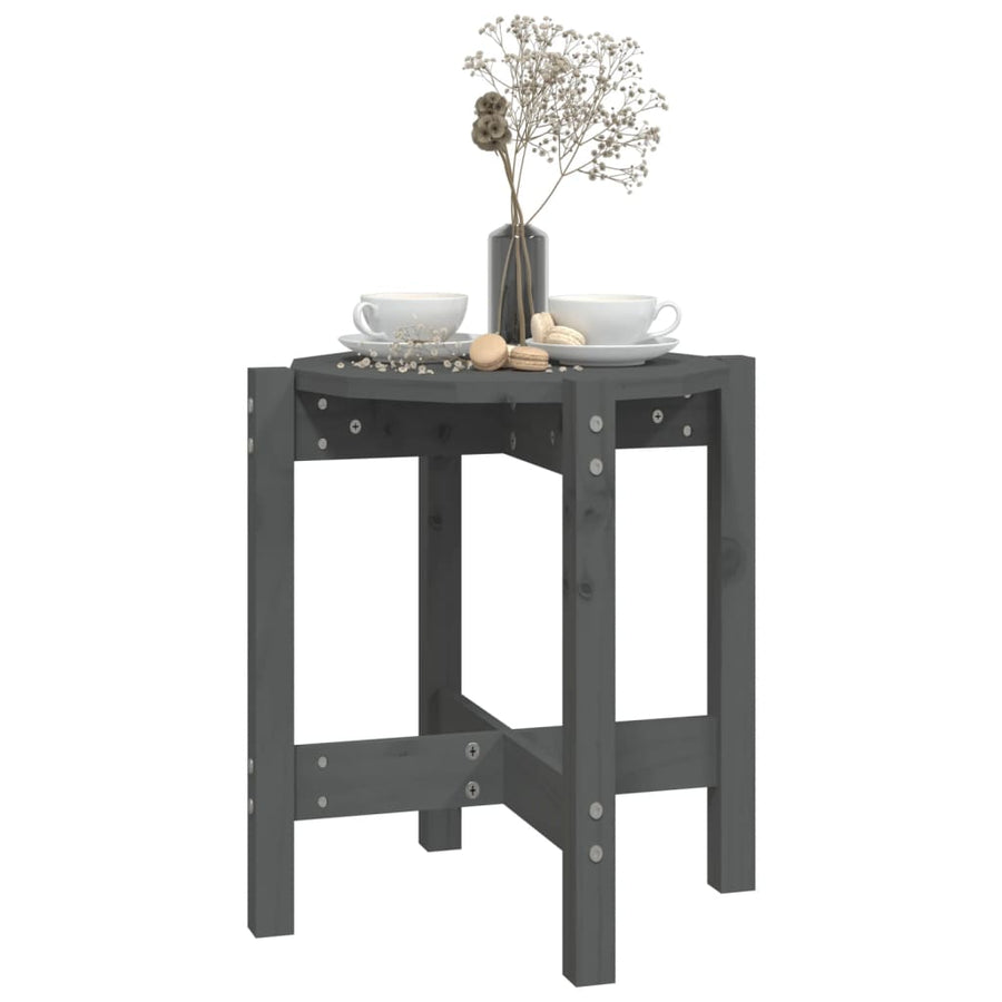 Salontafel Ø 42,5X45 Cm Massief Grenenhout Ø 42.5 x 45 cm Grijs