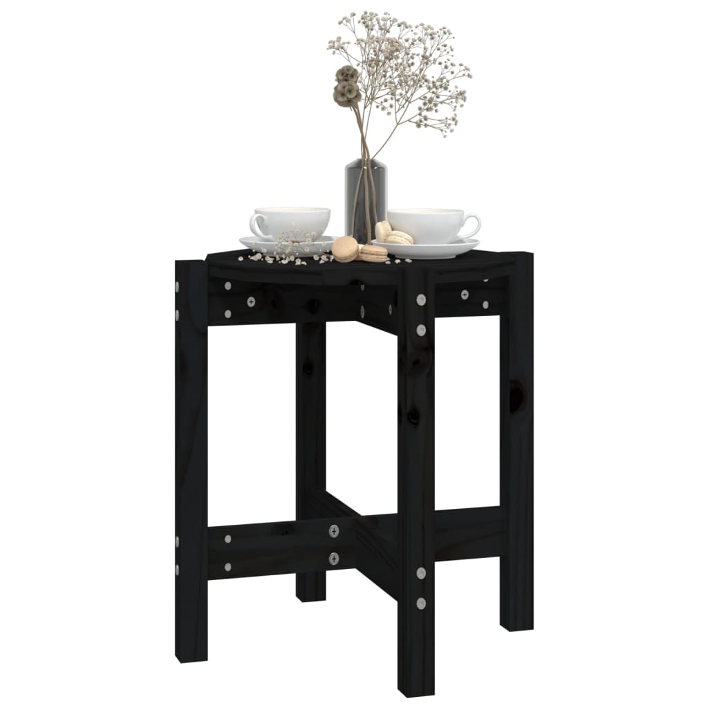 Salontafel Ø 42,5X45 Cm Massief Grenenhout Ø 42.5 x 45 cm Zwart