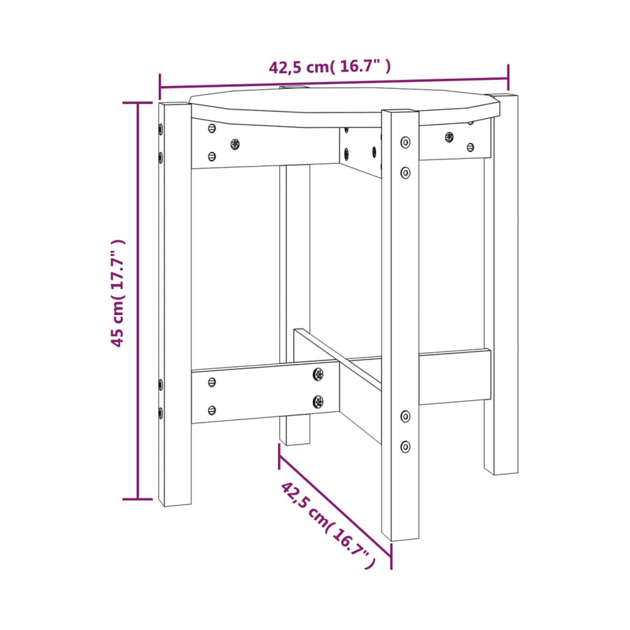 Salontafel Ø 42,5X45 Cm Massief Grenenhout Ø 42.5 x 45 cm Zwart
