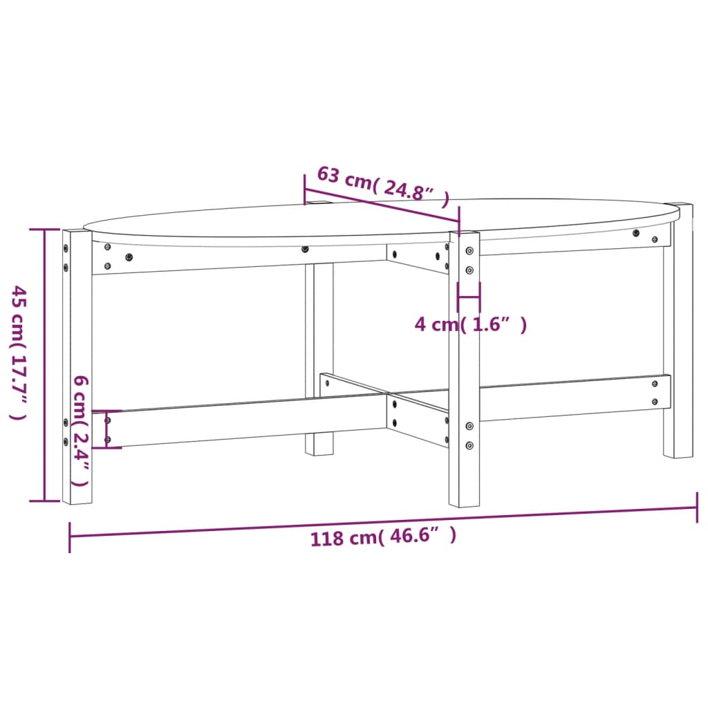 Salontafel Massief Grenenhout 118 x 63 x 45 cm Grijs
