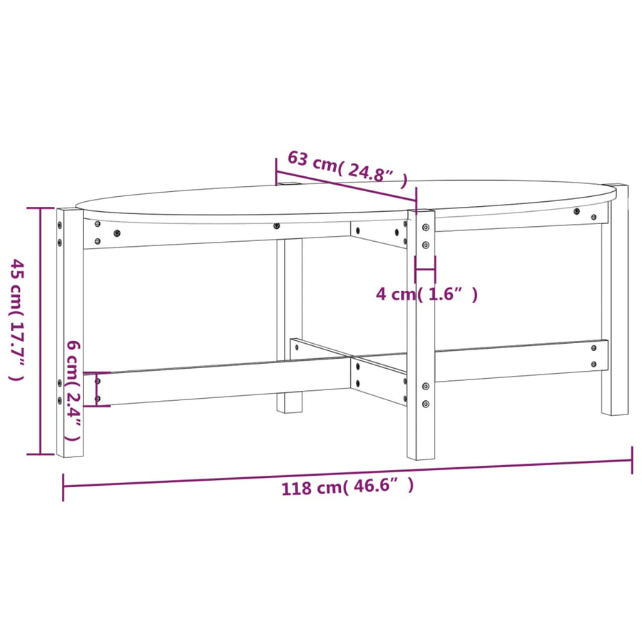 Salontafel 118X63X45 Cm Massief Grenenhout Honingbruin