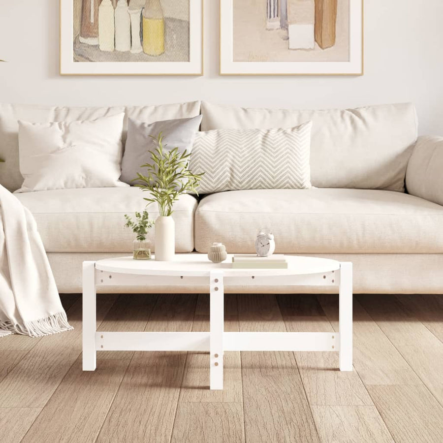Salontafel 87X48X35 Cm Massief Grenenhout Wit