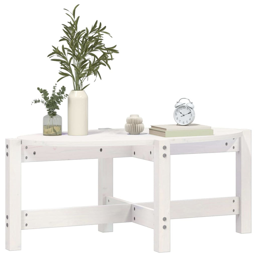 Salontafel 87X48X35 Cm Massief Grenenhout Wit