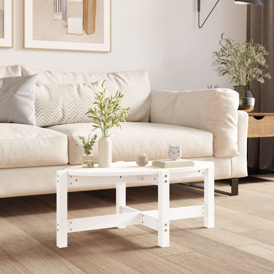 Salontafel 87X48X35 Cm Massief Grenenhout Wit