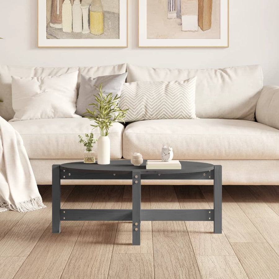 Salontafel Massief Grenenhout 87 x 48 x 35 cm Grijs