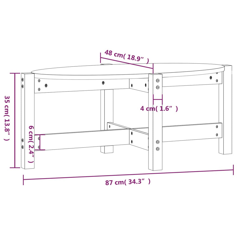 Salontafel Massief Grenenhout 87 x 48 x 35 cm Grijs