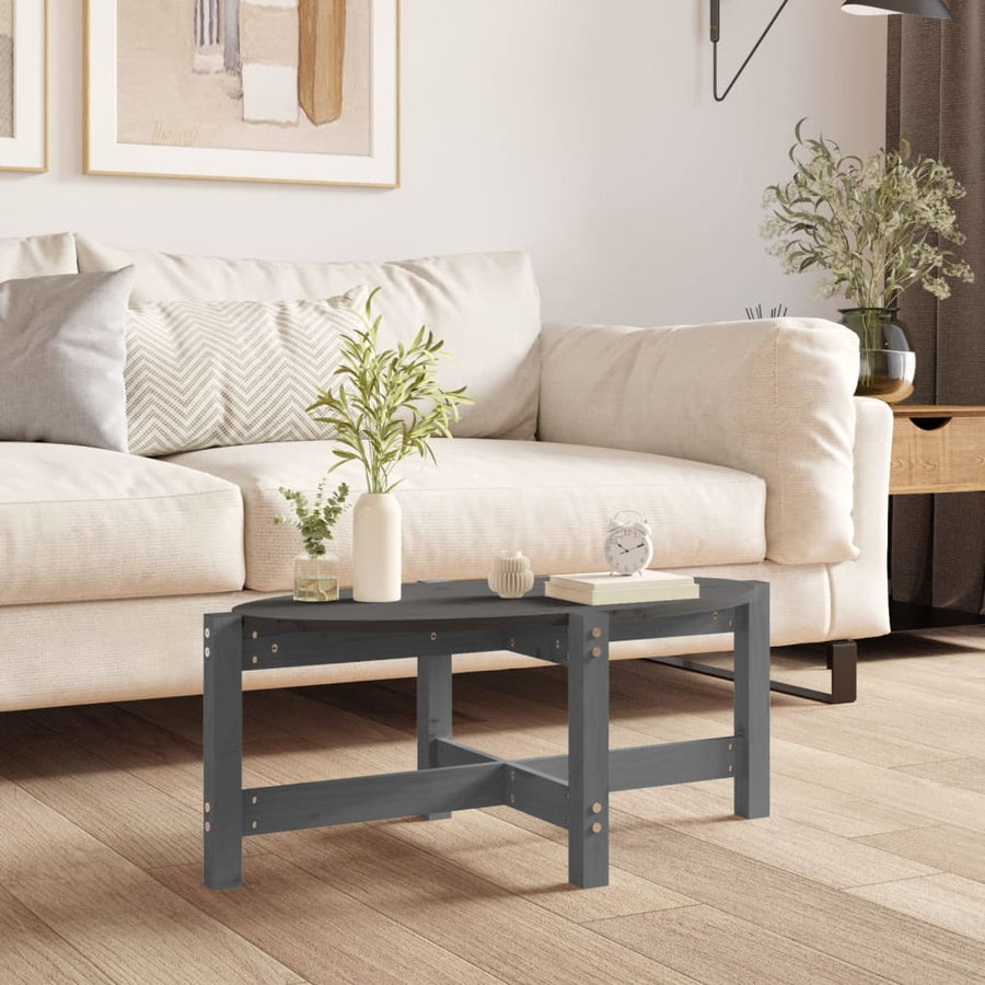 Salontafel Massief Grenenhout 87 x 48 x 35 cm Grijs