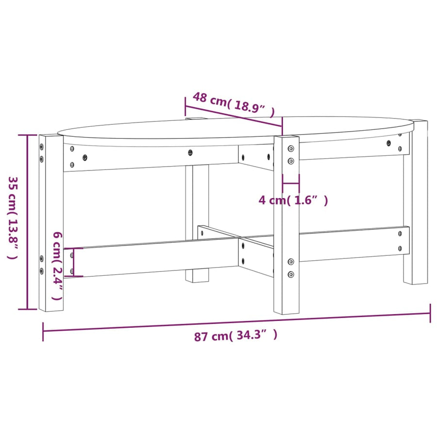 Salontafel Massief Grenenhout 87 x 48 x 35 cm Honingbruin