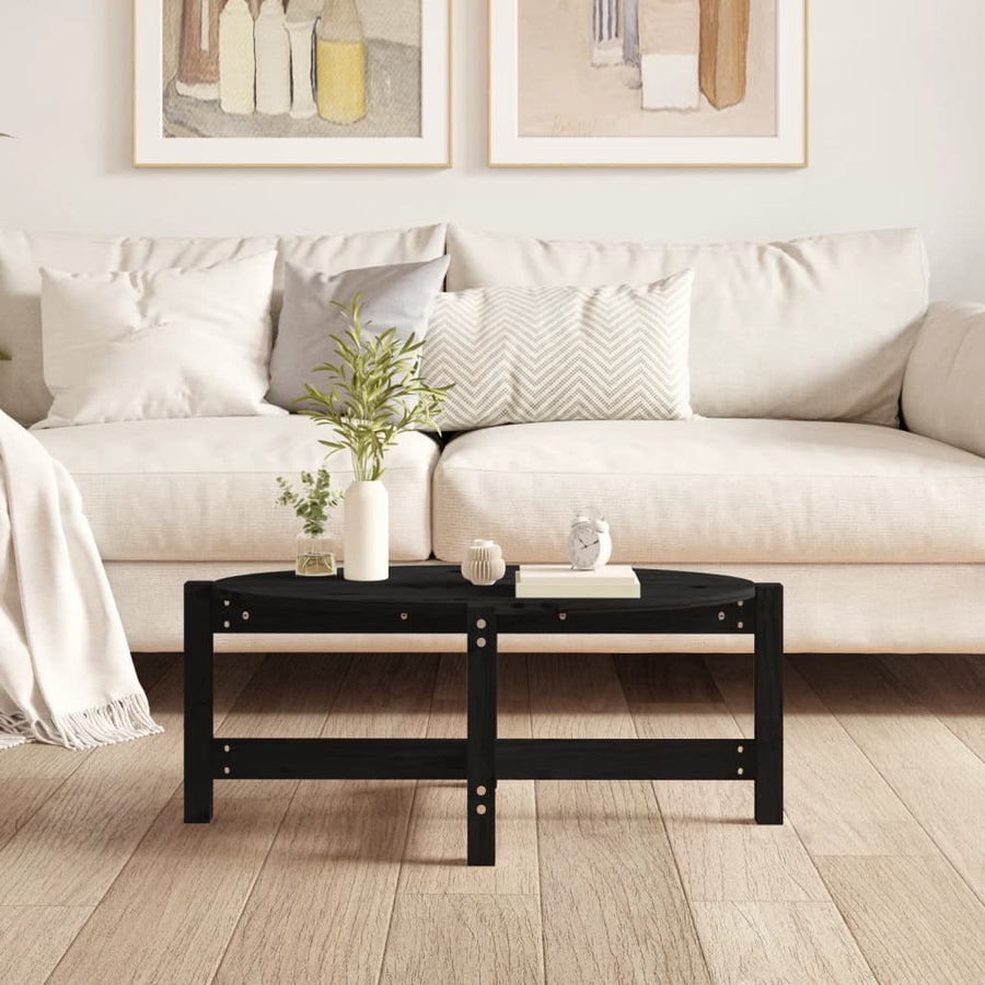 Salontafel Massief Grenenhout 87 x 48 x 35 cm Zwart