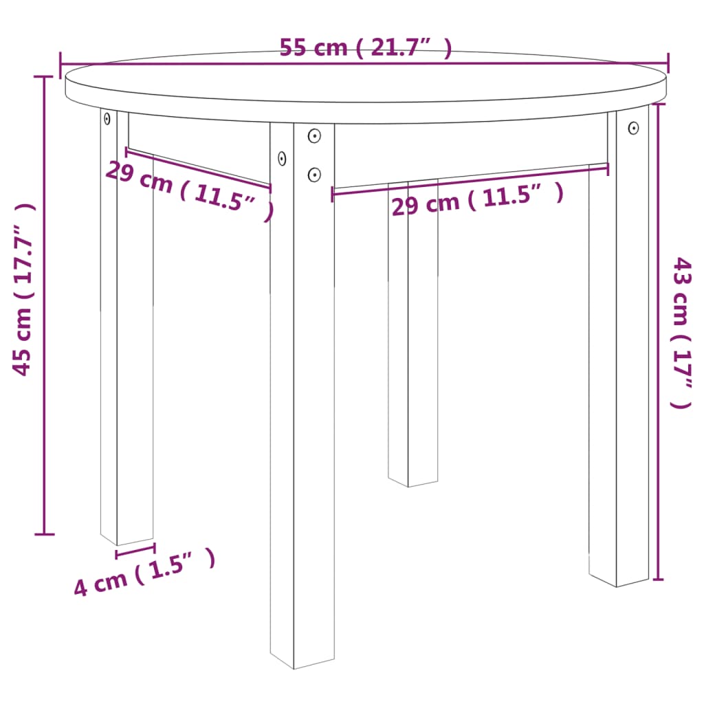 Salontafel Massief Grenenhout Ø 55 x 45 cm