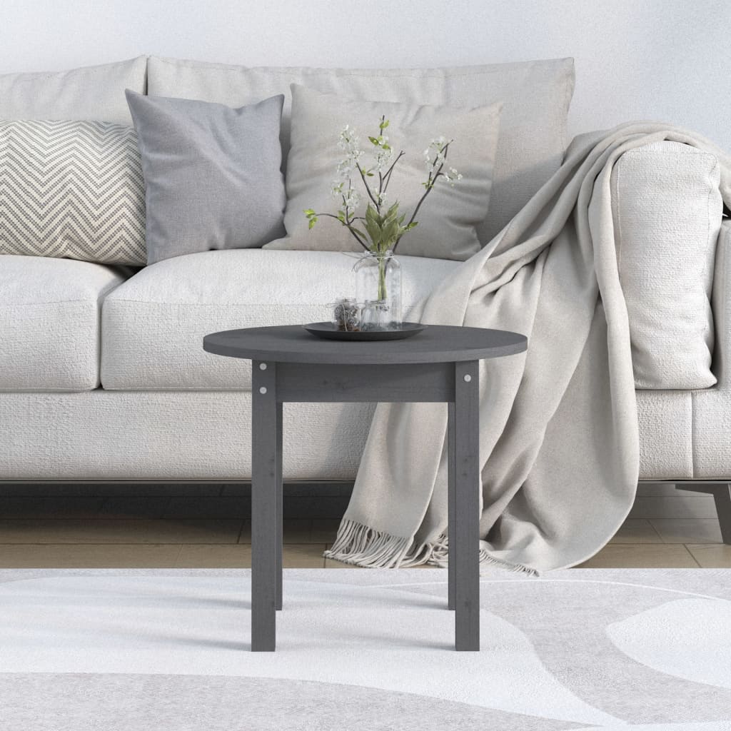 Salontafel Ø 45X40 Cm Massief Grenenhout Grijs