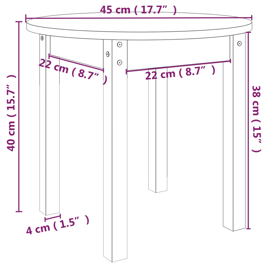 Salontafel Ø 45X40 Cm Massief Grenenhout Grijs