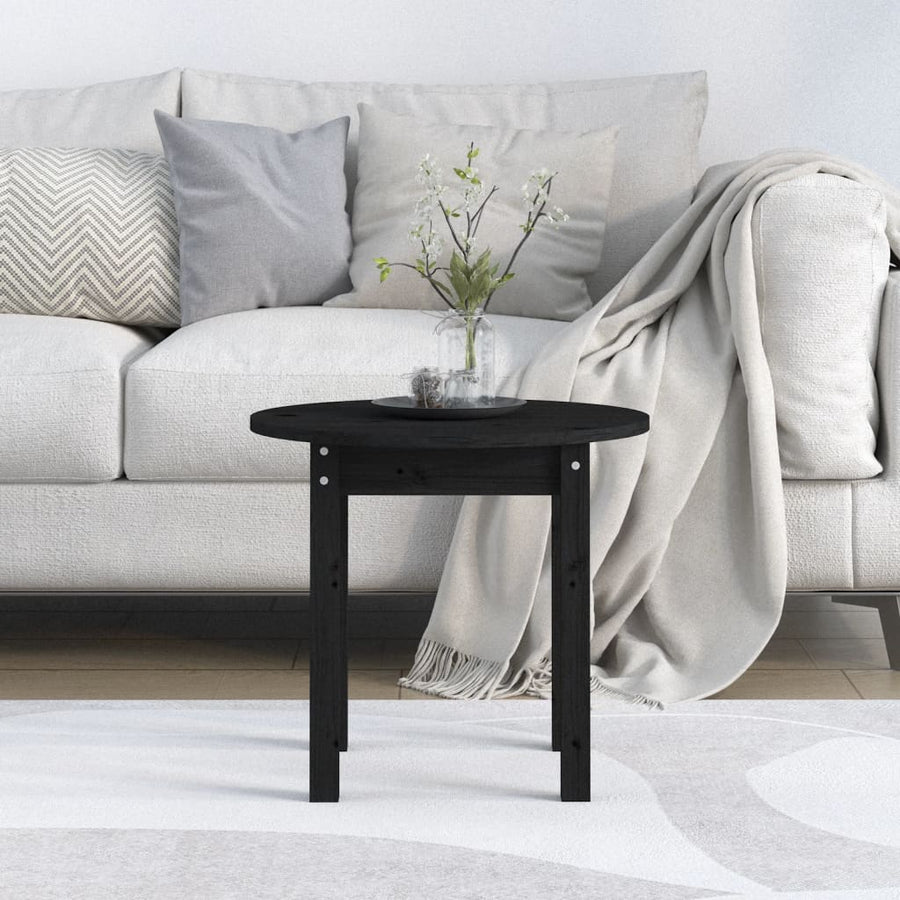 Salontafel Ø 45X40 Cm Massief Grenenhout Zwart