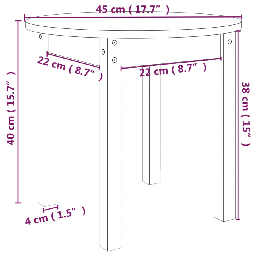 Salontafel Ø 45X40 Cm Massief Grenenhout Zwart