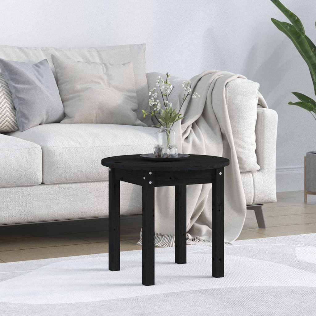 Salontafel Ø 45X40 Cm Massief Grenenhout Zwart