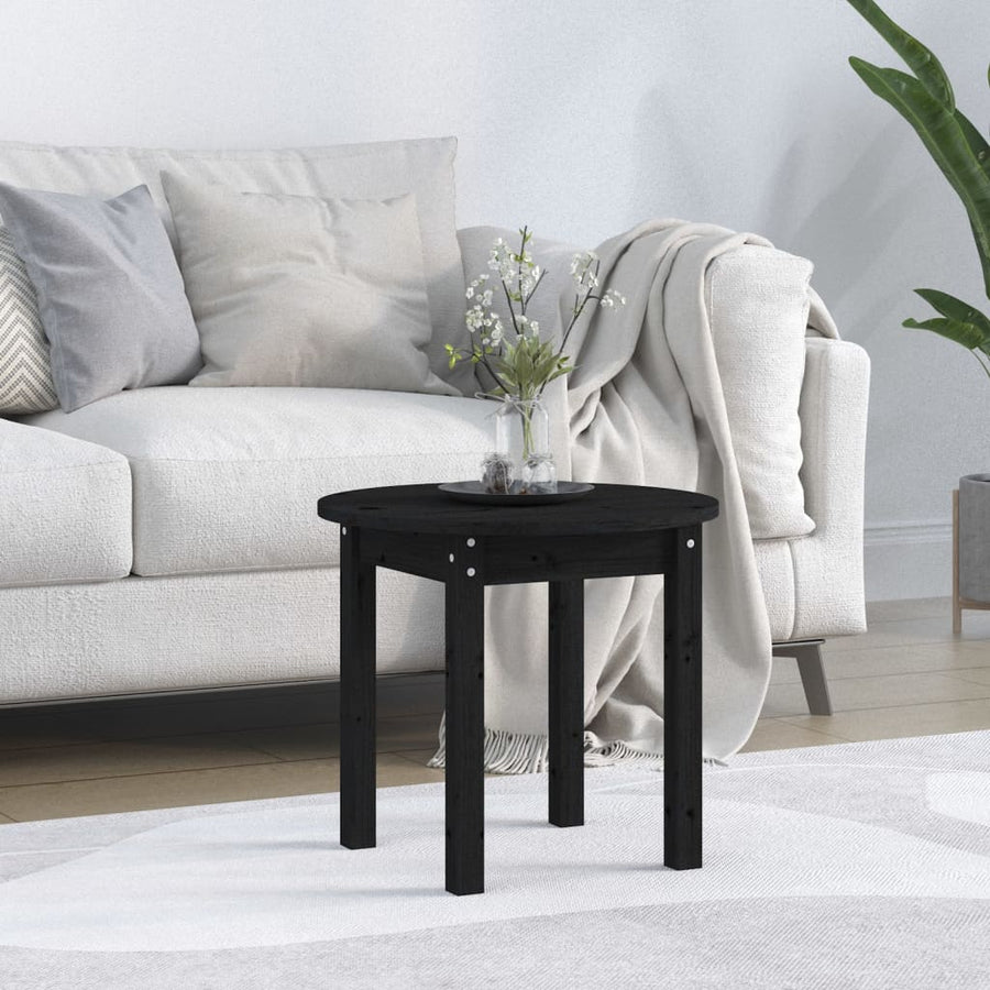 Salontafel Ø 45X40 Cm Massief Grenenhout Zwart