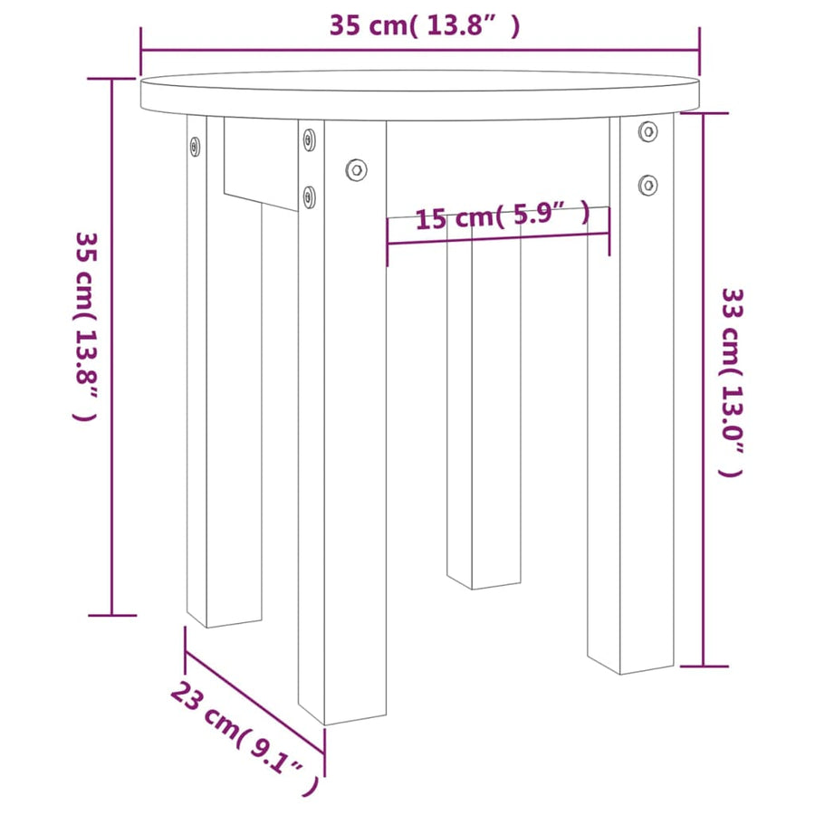 Salontafel Ø 35X35 Cm Massief Grenenhout Wit