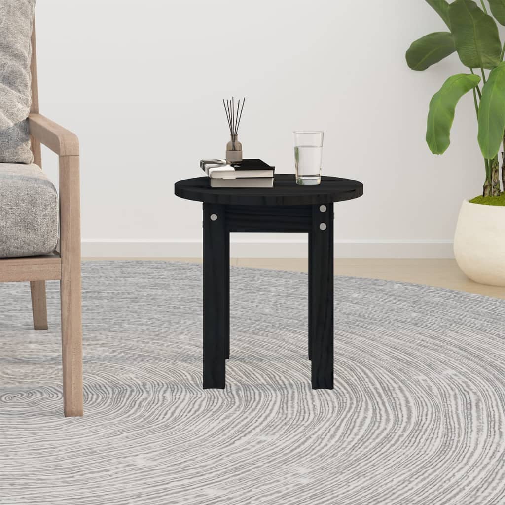 Salontafel Ø 35X35 Cm Massief Grenenhout Zwart