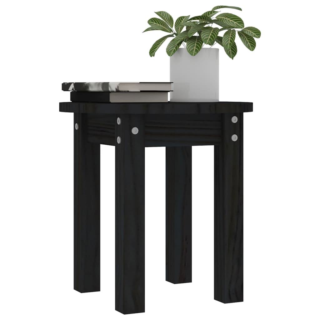 Salontafel Ø 35X35 Cm Massief Grenenhout Zwart