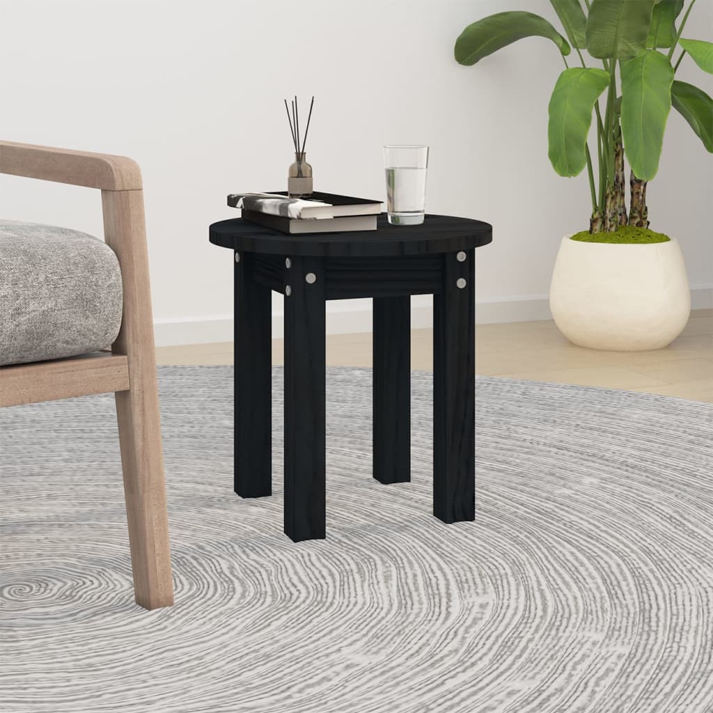 Salontafel Ø 35X35 Cm Massief Grenenhout Zwart