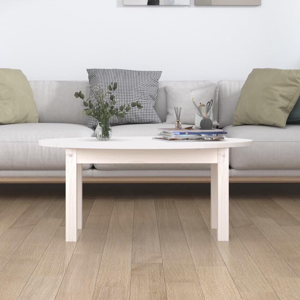 Salontafel Massief Grenenhout 80 x 40 x 35 cm Wit
