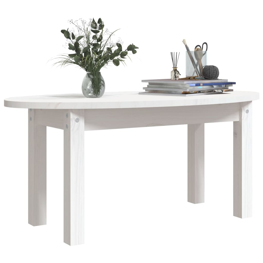 Salontafel Massief Grenenhout 80 x 40 x 35 cm Wit