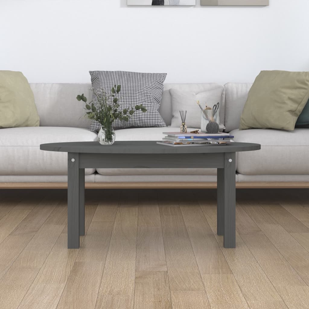 Salontafel 80X40X35 Cm Massief Grenenhout Grijs