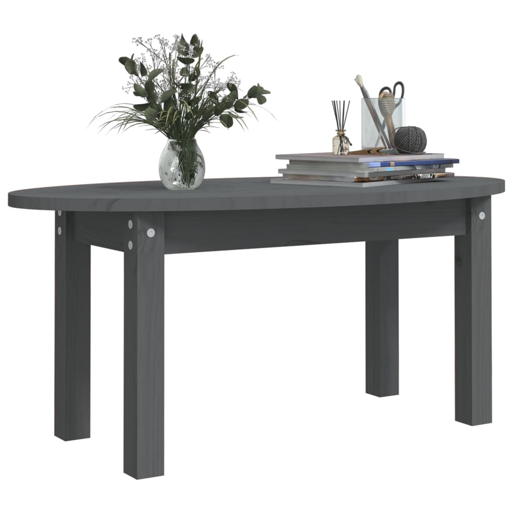Salontafel 80X40X35 Cm Massief Grenenhout Grijs