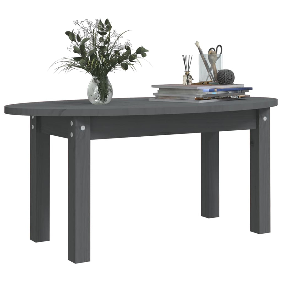 Salontafel 80X40X35 Cm Massief Grenenhout Grijs