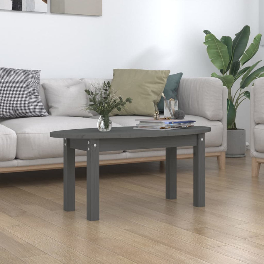 Salontafel 80X40X35 Cm Massief Grenenhout Grijs