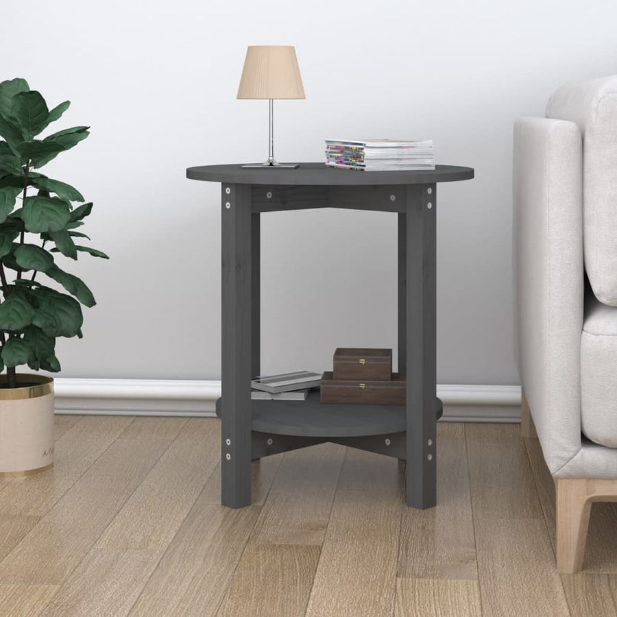 Salontafel Ø 55X60 Cm Massief Grenenhout Grijs
