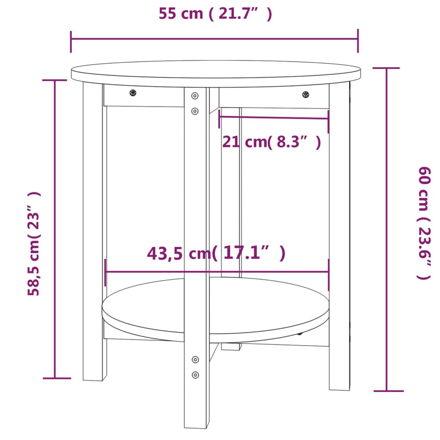 Salontafel Ø 55X60 Cm Massief Grenenhout Grijs