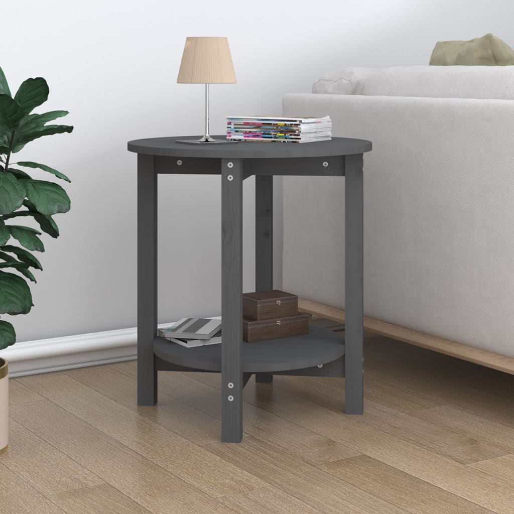 Salontafel Ø 55X60 Cm Massief Grenenhout Grijs
