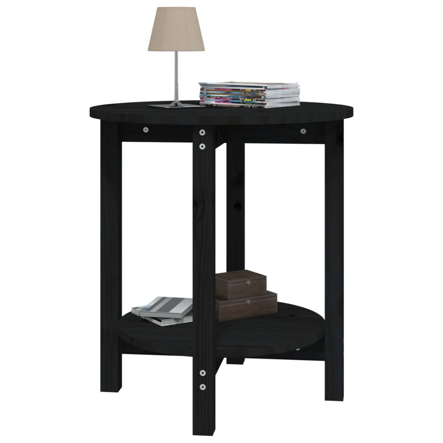 Salontafel Ø 55X60 Cm Massief Grenenhout Zwart
