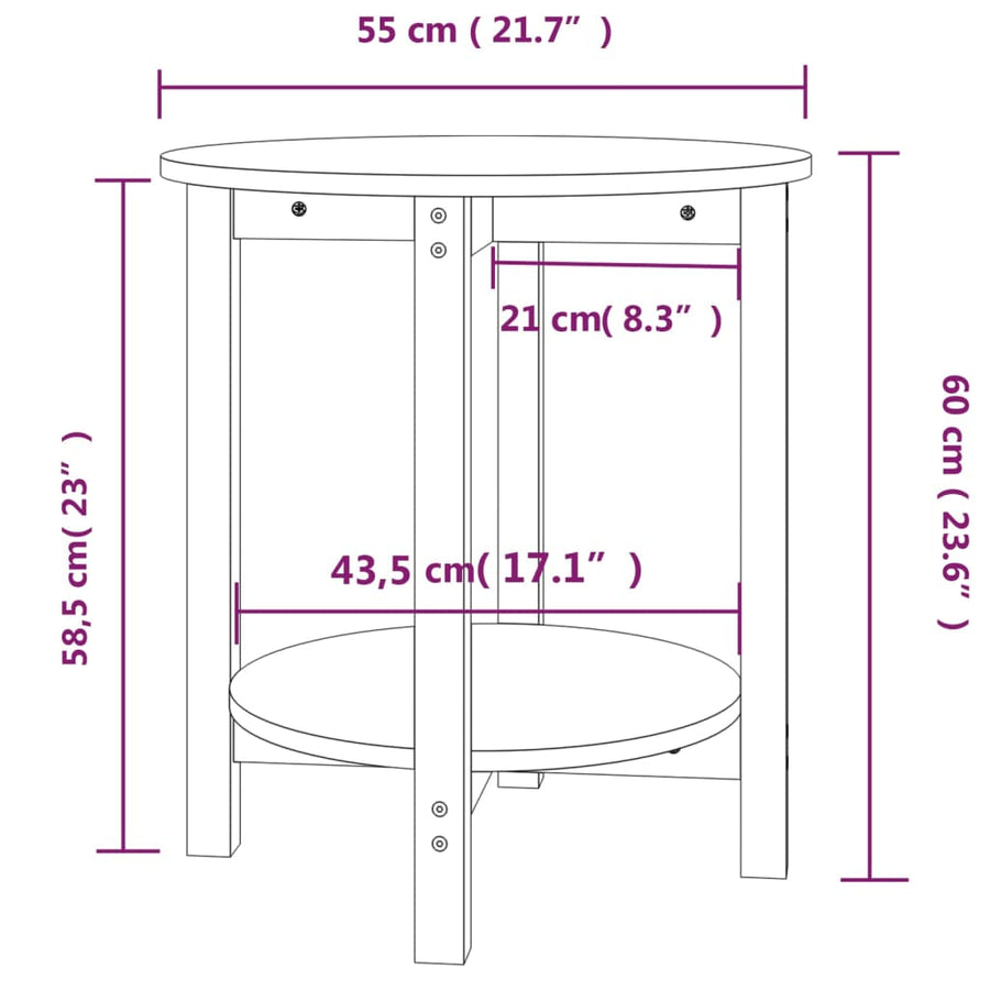 Salontafel Ø 55X60 Cm Massief Grenenhout Zwart