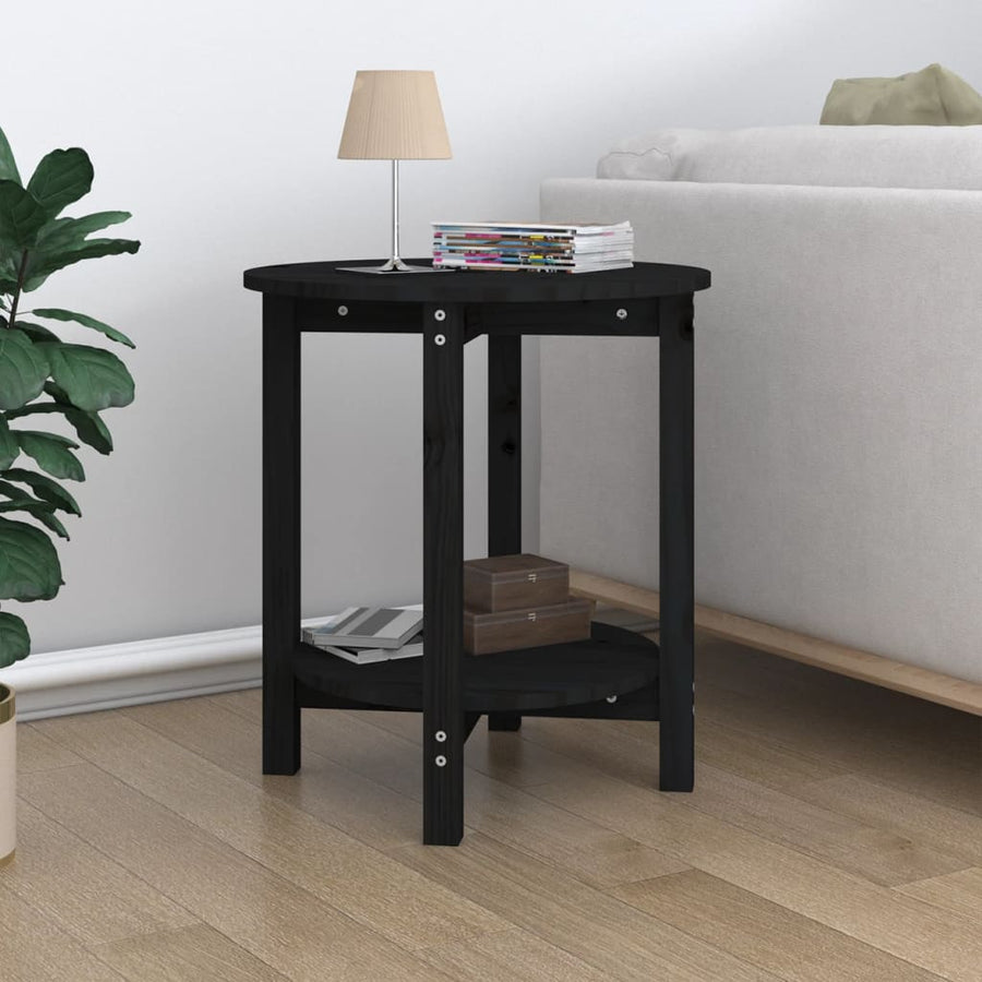 Salontafel Ø 55X60 Cm Massief Grenenhout Zwart