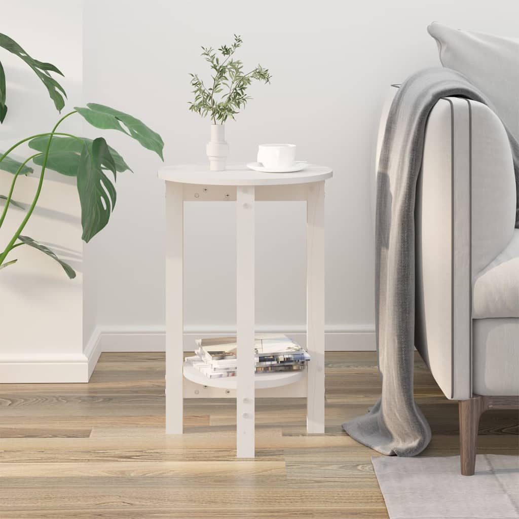 Salontafel Massief Grenenhout Ø 40 x 60 cm Wit