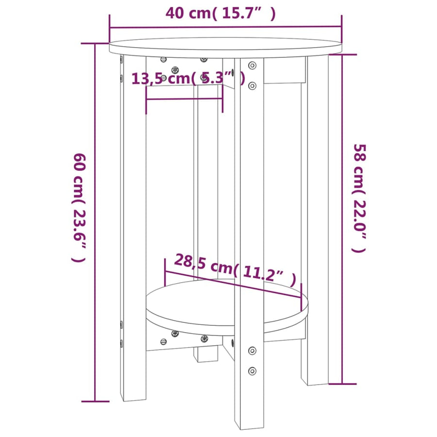 Salontafel Massief Grenenhout Ø 40 x 60 cm Grijs